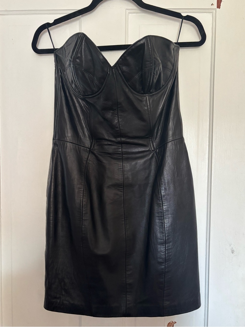 80s/90s Michael Hoban North Beach Leather Black Dress